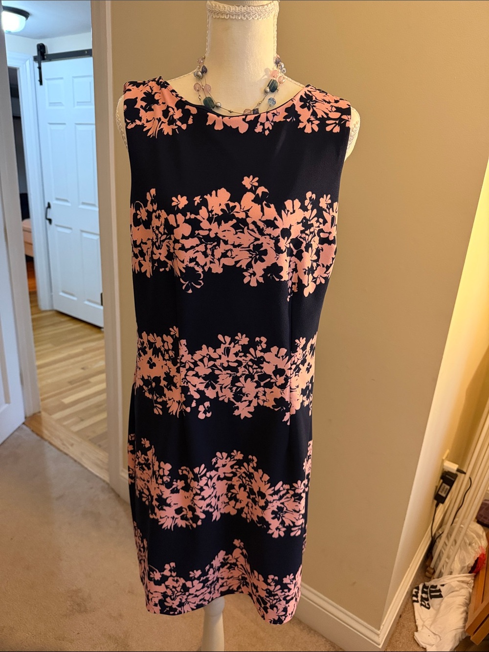 Banana Republic Navy Dress with Pink Floral Print